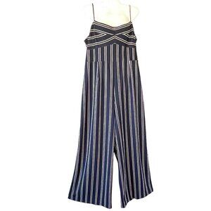 The Limited Jumpsuit NEW WITH TAGS Navy with Thin Pink Vertical Stripes Wide Leg